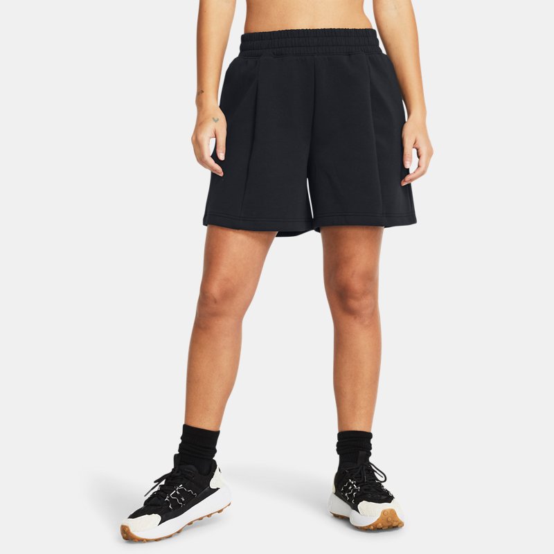Women's Under Armour Unstoppable Fleece Pleated Shorts Black / Black XS
